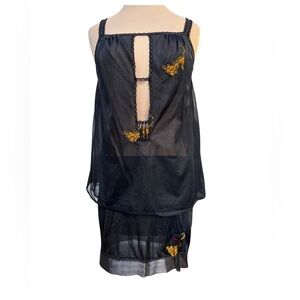 Vintage Tiger 🐯 Black Sheer Cami and match Skirt!!